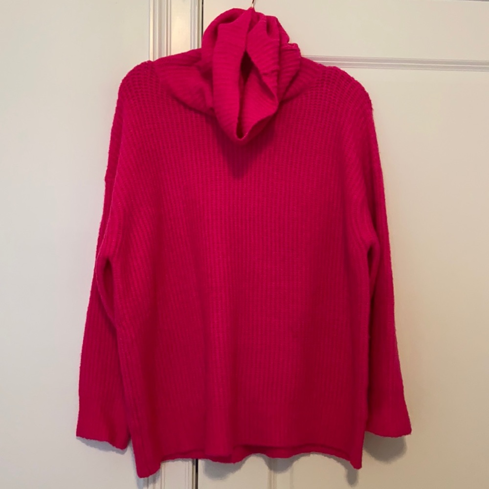pink cow neck boutique sweater. size small
